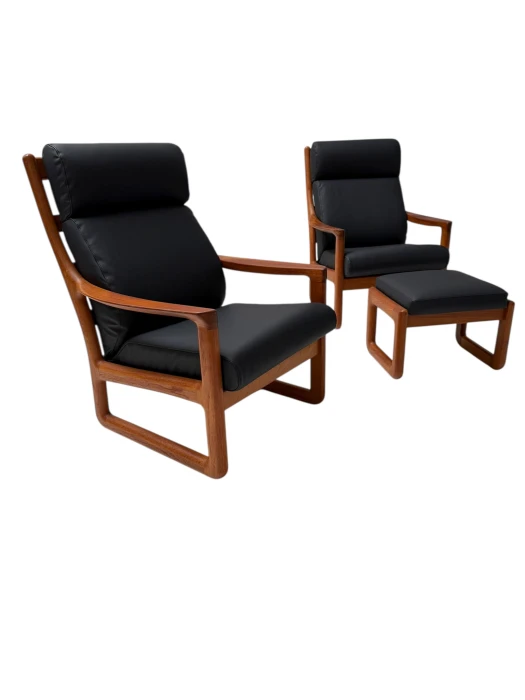 Mid-Century Modern Chairs and Hocker by Johannes Andersen for Silkeborg, 1960s